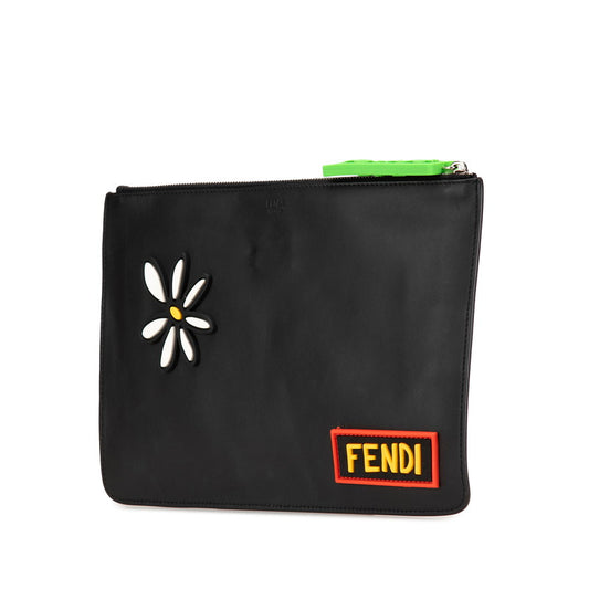 Fendi FAITH Flower Leather Clutch Bag