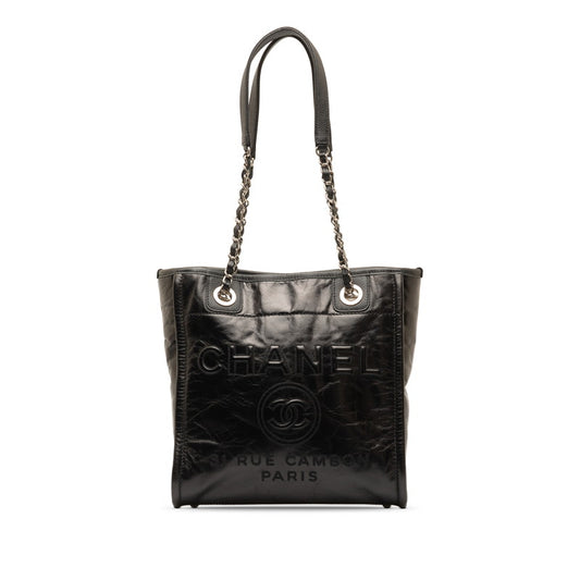 Chanel Deauville PM Chain Tote Bag Black