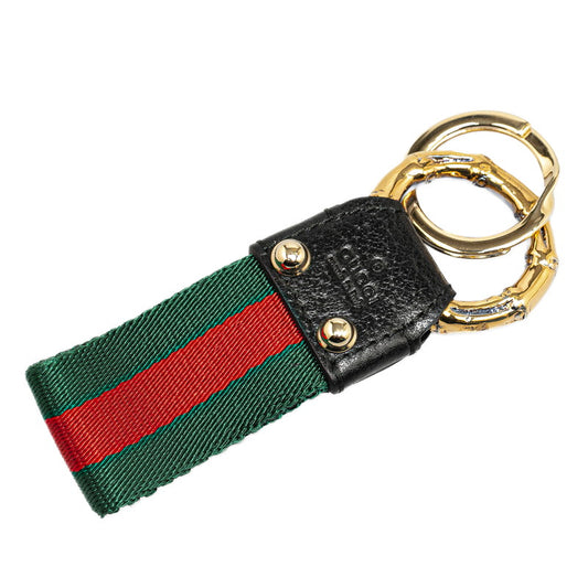 Gucci Logo Keyring Canvas Leather