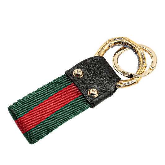 Gucci Logo Keyring Canvas Leather