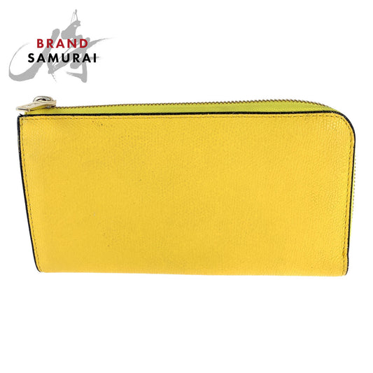 Valextra Yellow Leather Long Wallet Gold Hardware