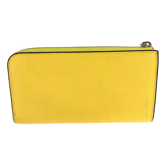 Valextra Yellow Leather Long Wallet Gold Hardware