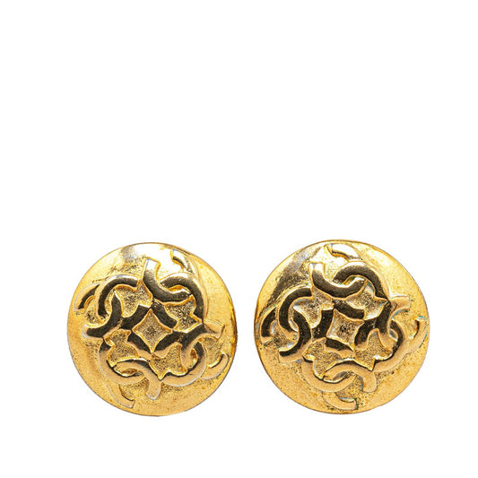 Chanel Vintage Coco Mark Round Earrings Gold