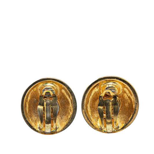 Chanel Vintage Coco Mark Round Earrings Gold