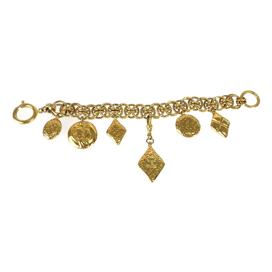 Chanel Vintage Logo Charm Gold Bracelet