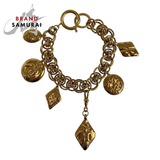 Chanel Vintage Logo Charm Gold Bracelet