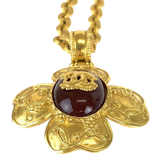 Chanel Vintage Coco Mark Stone Flower Necklace