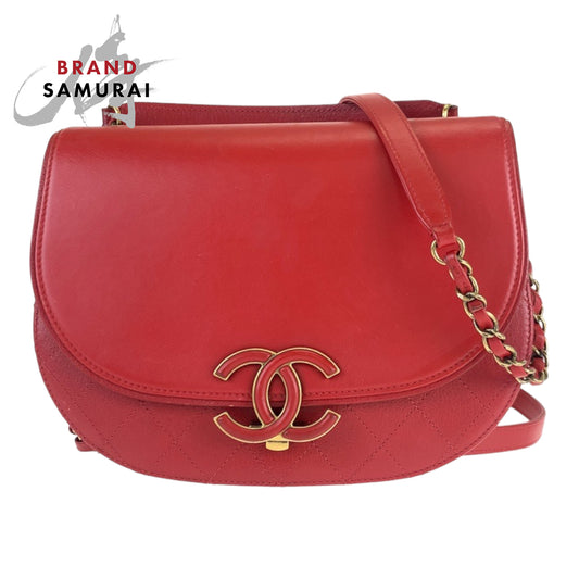 Chanel Red Leather Coco Curve Matelasse 2way Bag