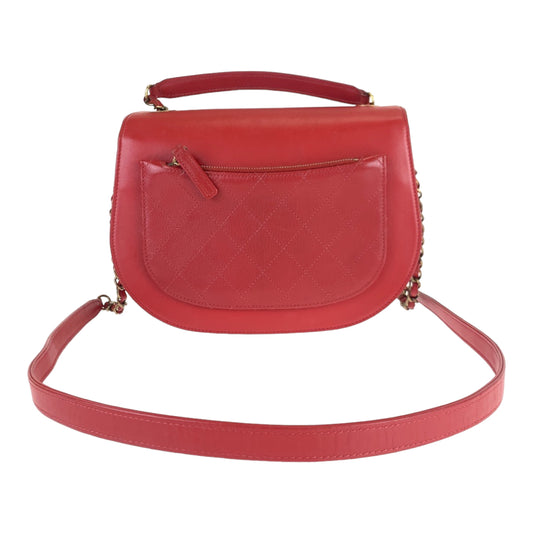 Chanel Red Leather Coco Curve Matelasse 2way Bag