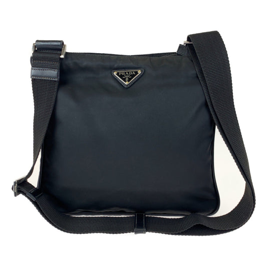 Prada Nylon Triangle Logo Plate Shoulder Bag