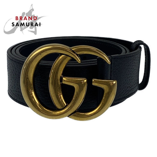 Gucci GG Marmont Leather Belt Black Gold