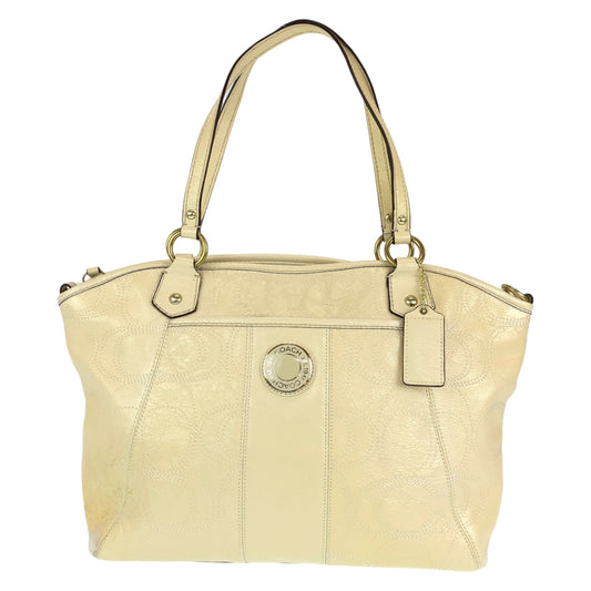 Coach Signature Cream Beige 2way Tote Bag