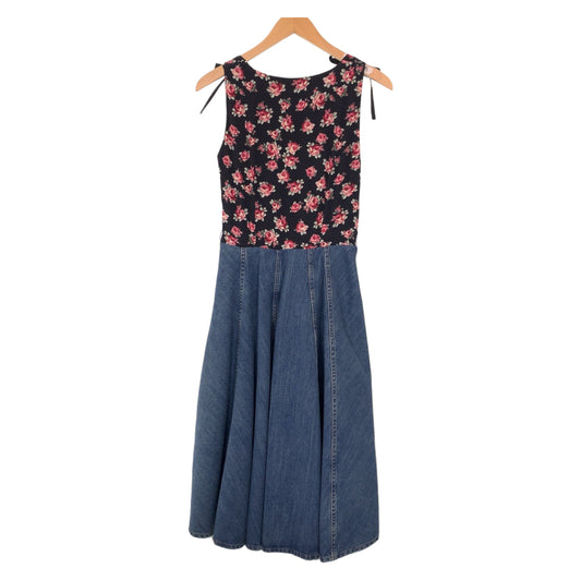 Miu Miu Floral Cotton Denim Dress Black