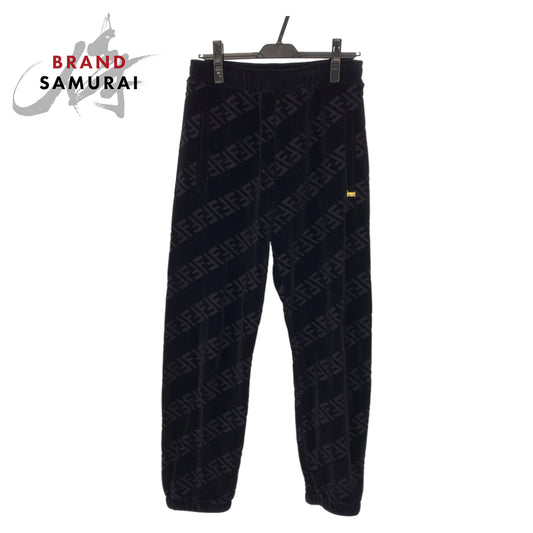 Fendi Zucca Velour Sweatpants Black Cotton