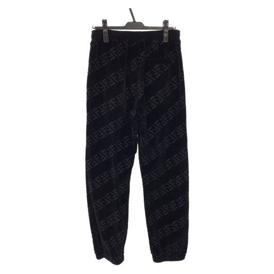 Fendi Zucca Velour Sweatpants Black Cotton