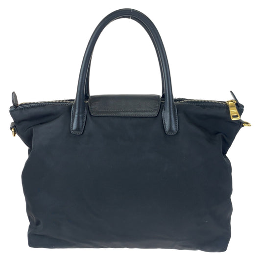 Prada Nylon Leather Tote Bag Black