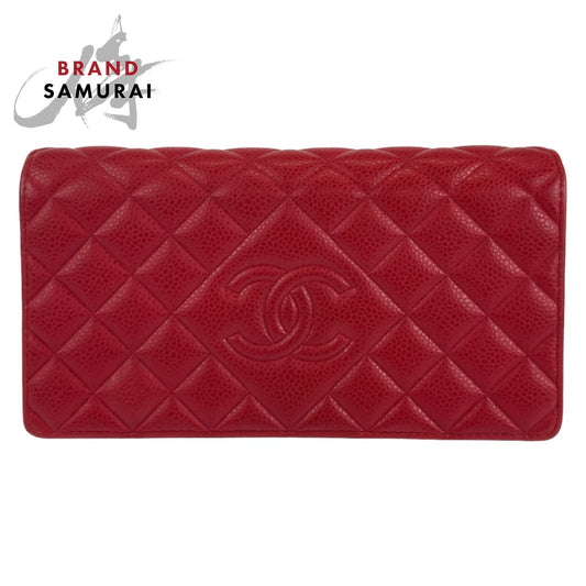 Chanel Caviar Skin Matelasse Long Wallet