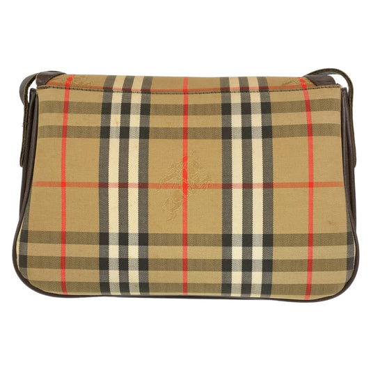 Burberry Nova Check Brown Beige Canvas Leather Crossbody Bag