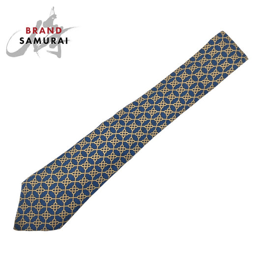 Hermes Silk Tie Blue Yellow 671 PA