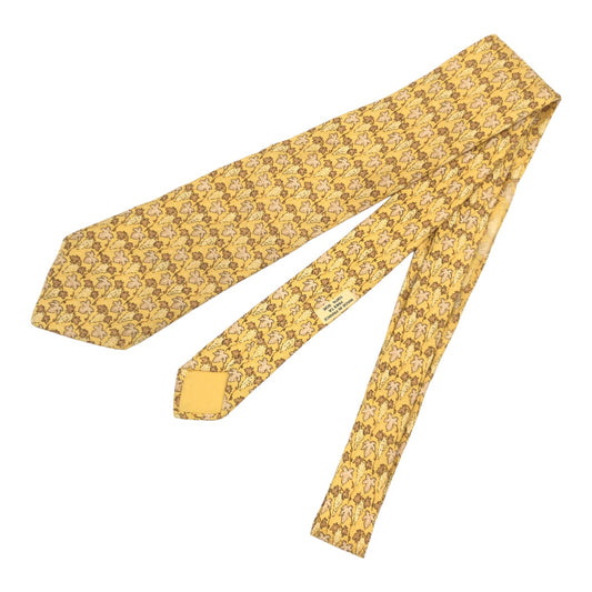 Hermes Silk Leaf Pattern Tie