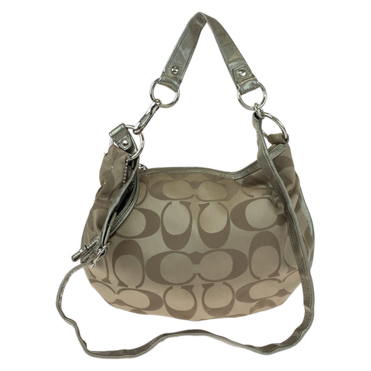 Coach Signature Convertible Hobo Bag Beige Canvas