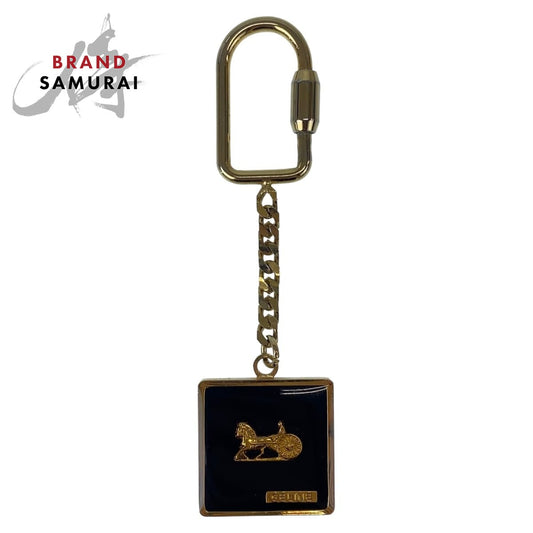 Celine Vintage Horse Carriage Metal Keychain