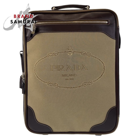 Prada Jacquard Canvas Leather Suitcase