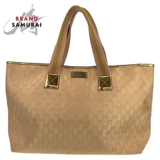 Gucci Beige Gold GG Canvas Tote Bag