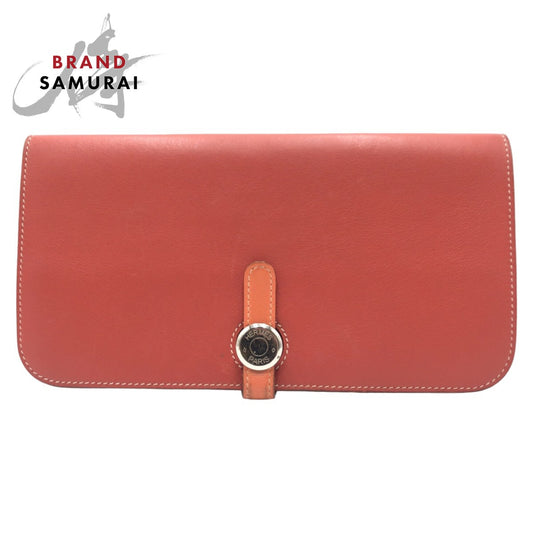 Hermes Dogon Long Leather Wallet Red