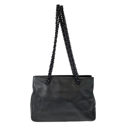 Prada Leather Tote Bag Black Silver Hardware