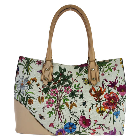 Gucci Horsebit Flora Canvas Leather Tote Bag