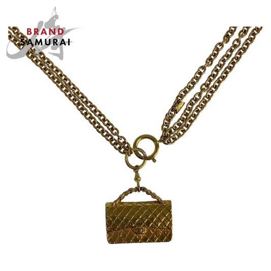 Chanel Vintage Gold Metal Matelasse Necklace