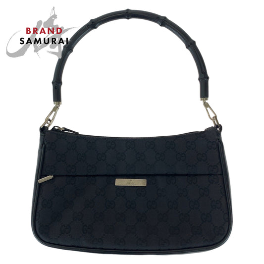 Gucci Bamboo Canvas Leather Handbag