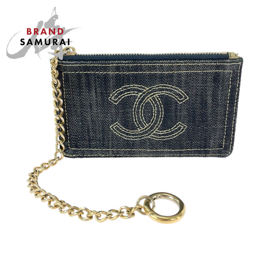 Chanel Denim Coin Case with Chain