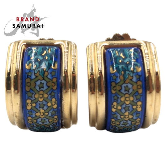 Hermes Gold Blue Metal Earrings