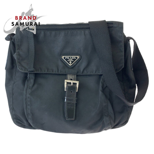 Prada Nylon Tessuto Logo Plate Shoulder Bag