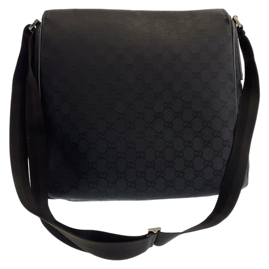 Gucci Black GG Canvas Leather Shoulder Bag