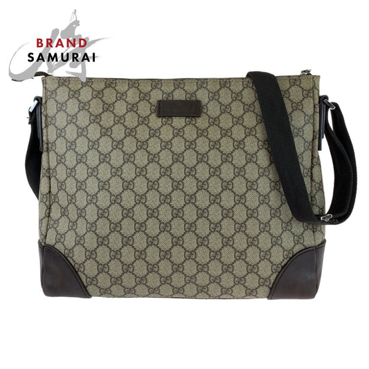 Gucci GG Supreme Canvas Brown Gray Silver Messenger Bag