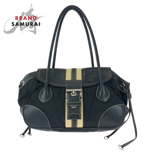 Prada Leather Logo Plate Handbag BR2937