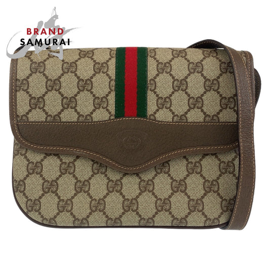 Gucci Vintage PVC Shoulder Bag Beige Brown