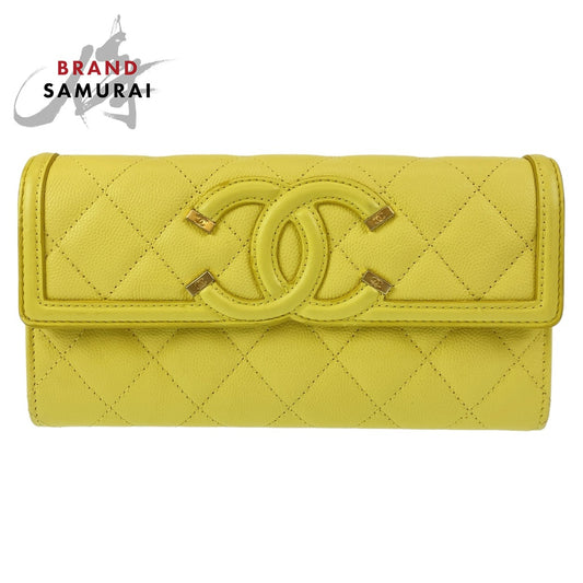 Chanel Caviar Skin CC Filigree Long Wallet