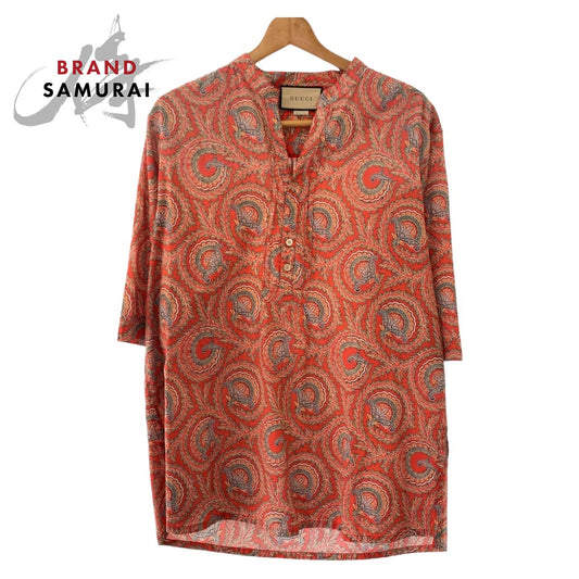 Gucci Paisley Cotton Shirt 44 Red