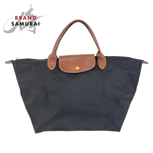 Longchamp Le Pliage Nylon Leather Tote Bag