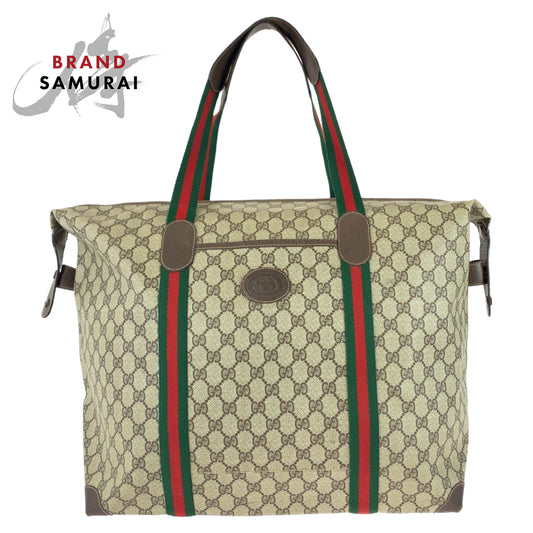 Gucci Vintage GG Supreme Canvas Leather Tote Bag