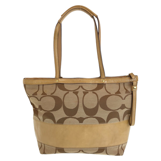 Coach Signature Canvas Leather Tote Bag