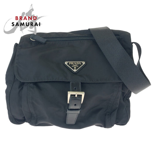 Prada Nylon Tessuto Logo Plate Shoulder Bag