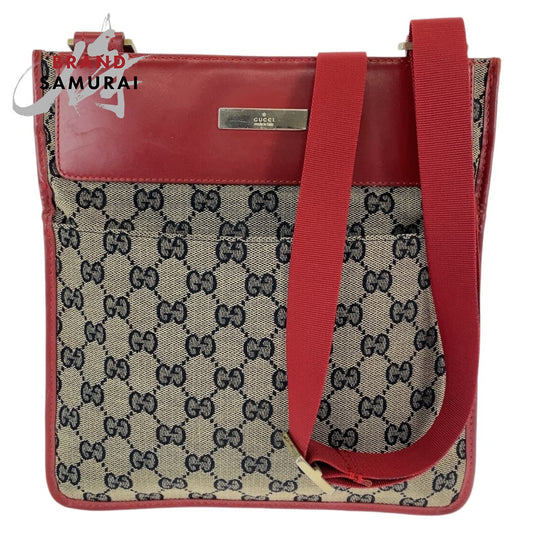 Gucci GG Canvas Shoulder Bag Red Beige