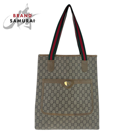 Gucci Vintage GG Supreme Canvas Leather Tote Bag