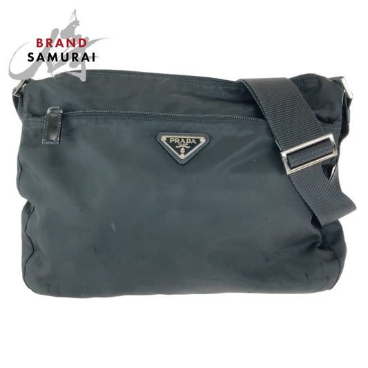 Prada Nylon Tessuto Logo Plate Shoulder Bag