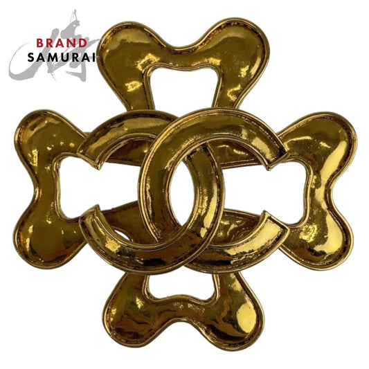 Chanel Vintage Clover Motif Metal Brooch